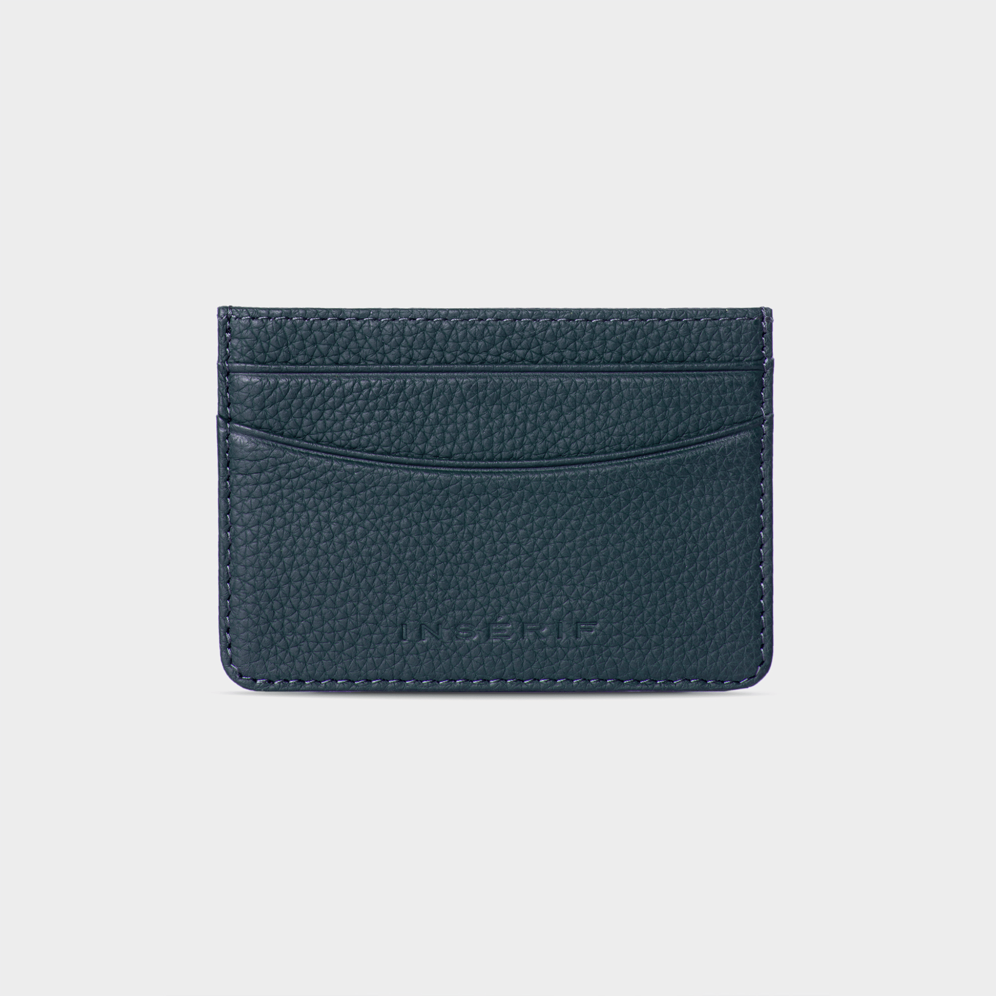 Navy Pebble Leather Personalized Card Holder