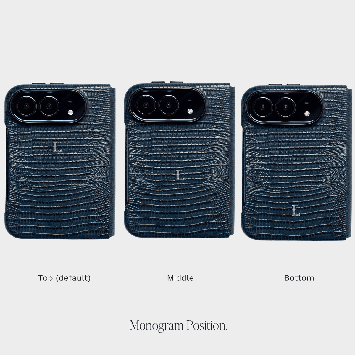 Navy MagSafe Lizard Leather Personalized Case iPhone Duo