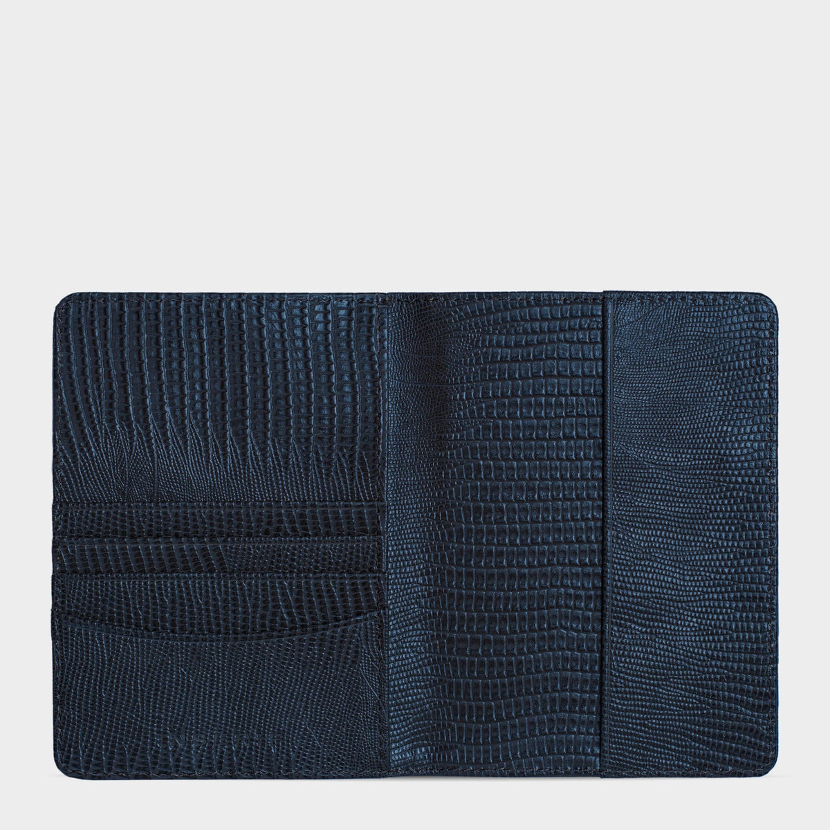 Navy Lizard Leather Personalized Passport Holder