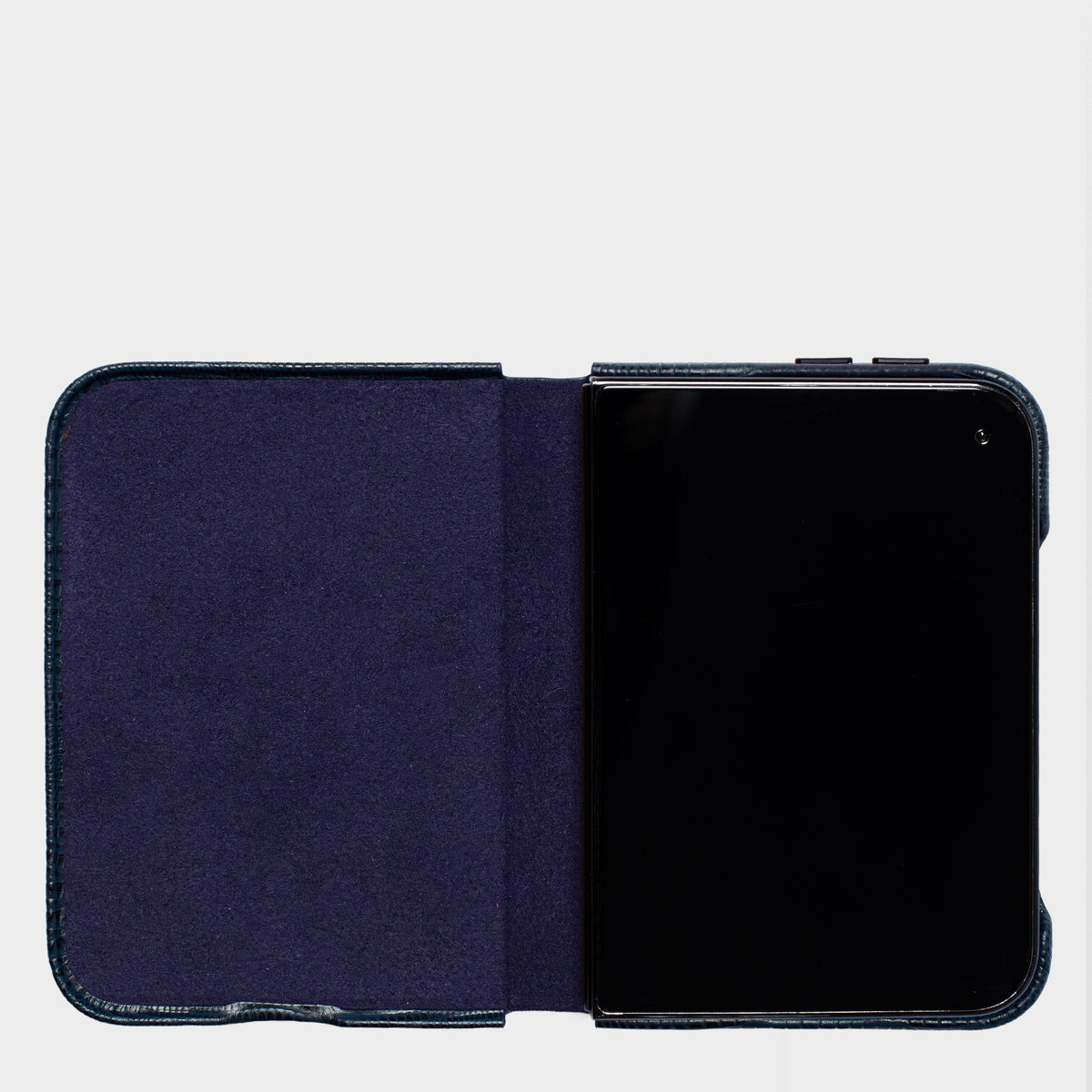 Navy MagSafe Lizard Leather Personalized Case iPhone Duo