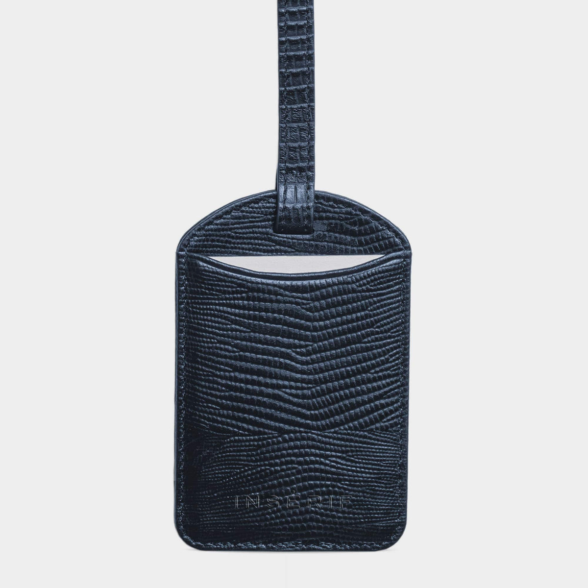 Navy Lizard Leather Personalized Luggage Tag