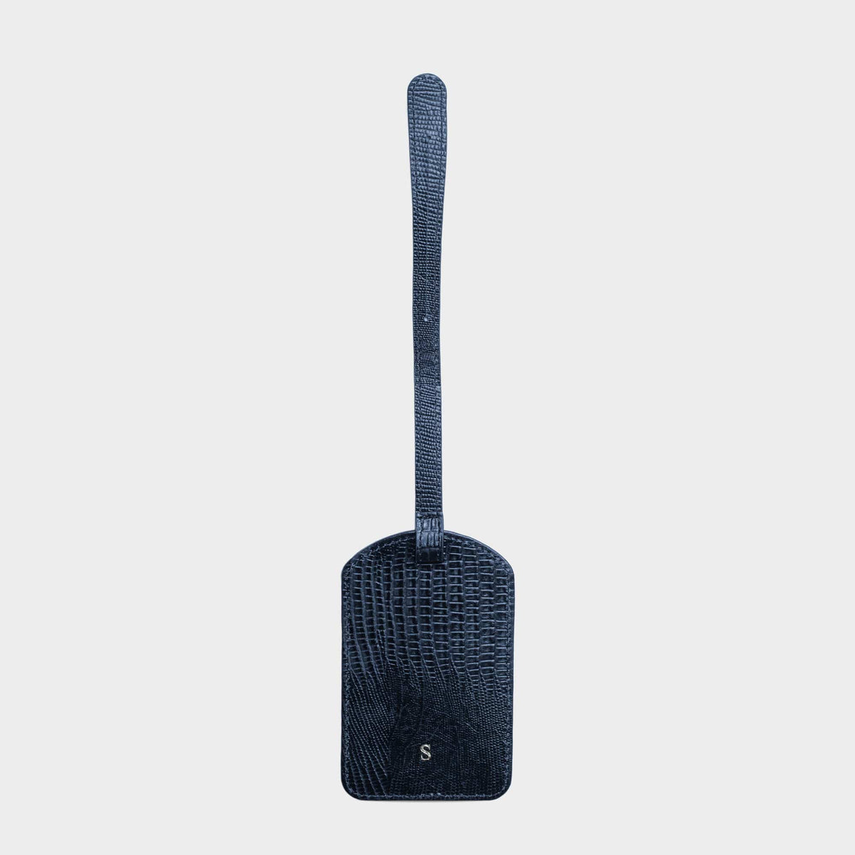 Navy Lizard Leather Personalized Luggage Tag