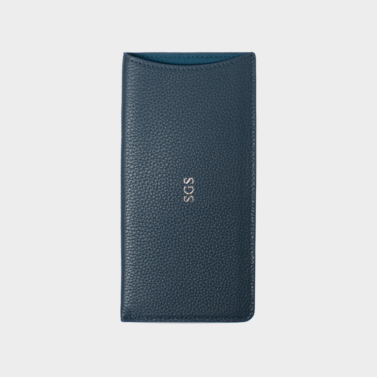 Navy Pebble Leather Personalized Glasses Case