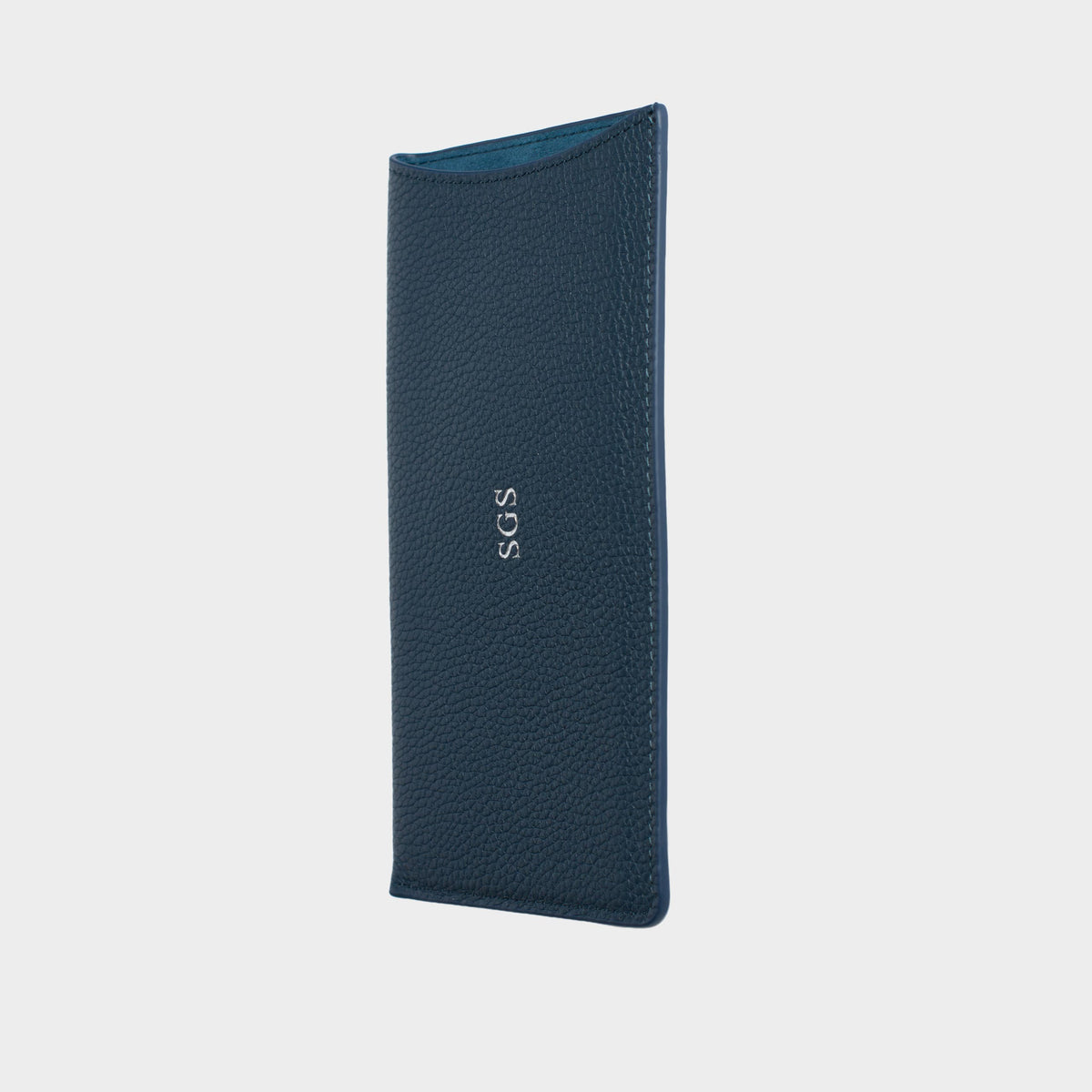 Navy Pebble Leather Personalized Glasses Case