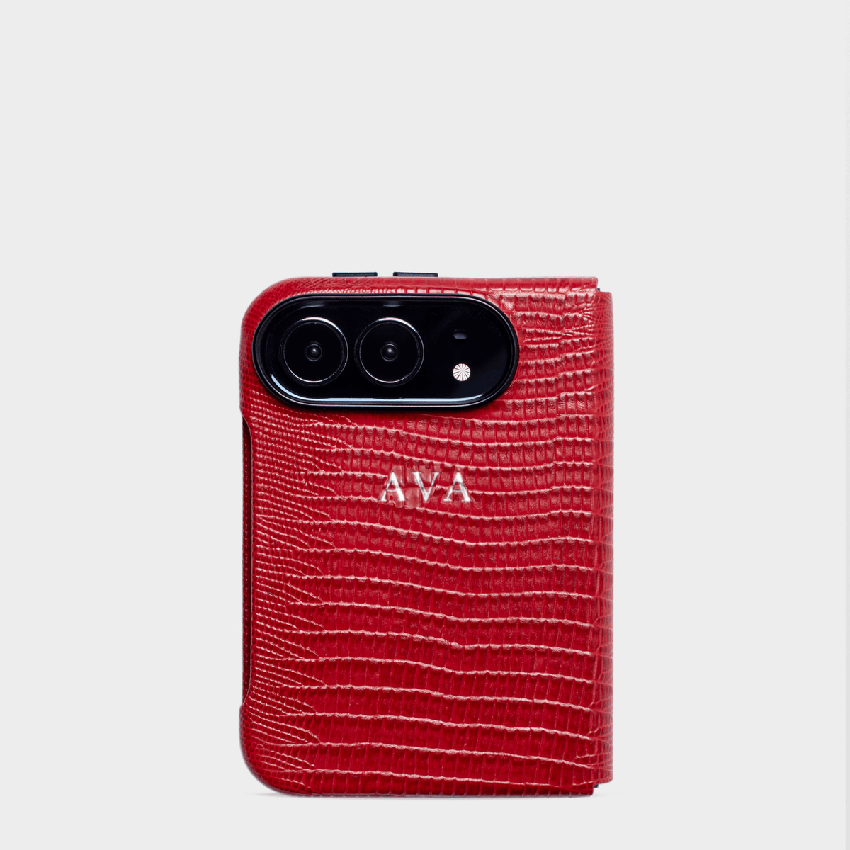 Violet Red MagSafe Lizard Leather Personalized Case iPhone Duo