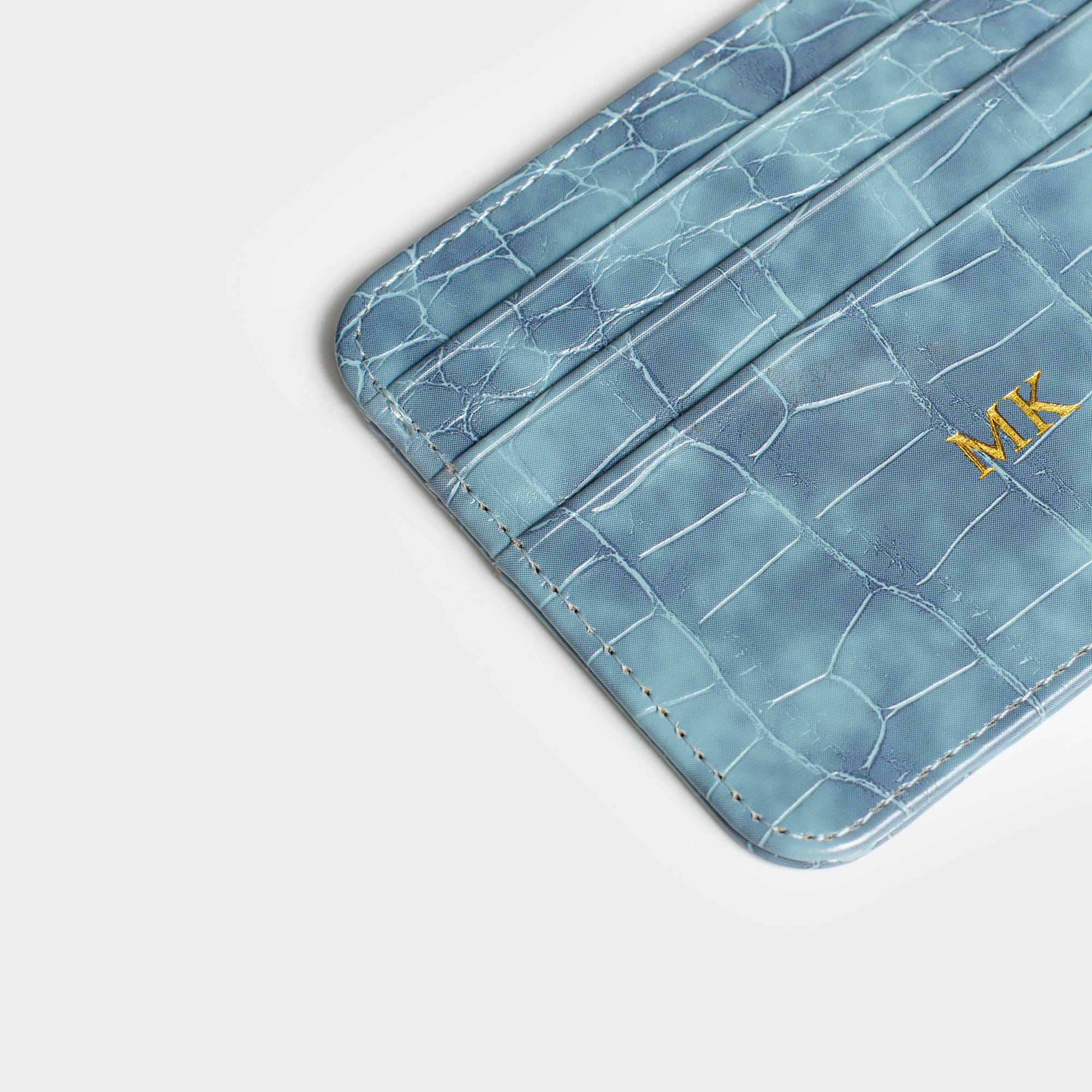 Sapphire Lizard Texture Personalized Card Holder