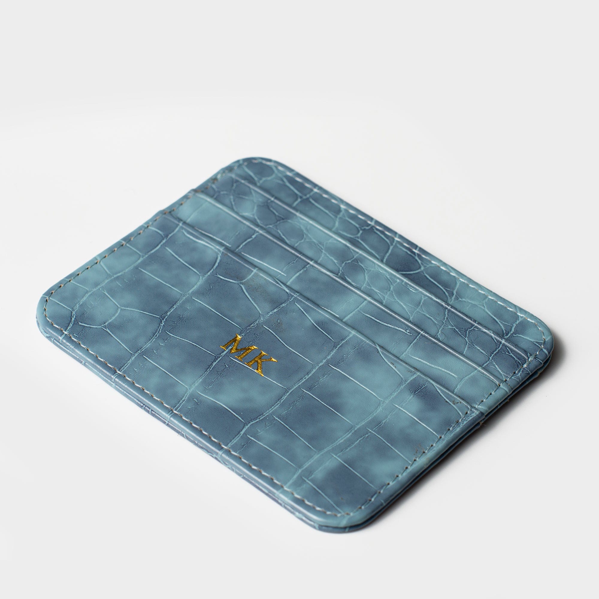 Sapphire Lizard Texture Personalized Card Holder