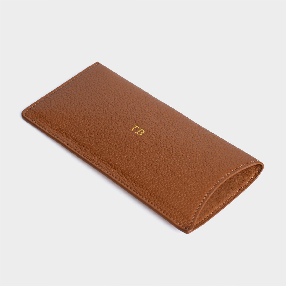 Brown Pebble Leather Personalized Glasses Case
