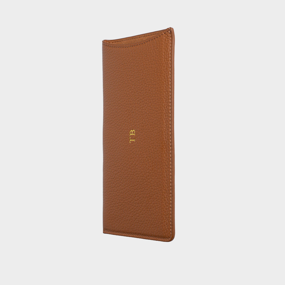 Brown Pebble Leather Personalized Glasses Case