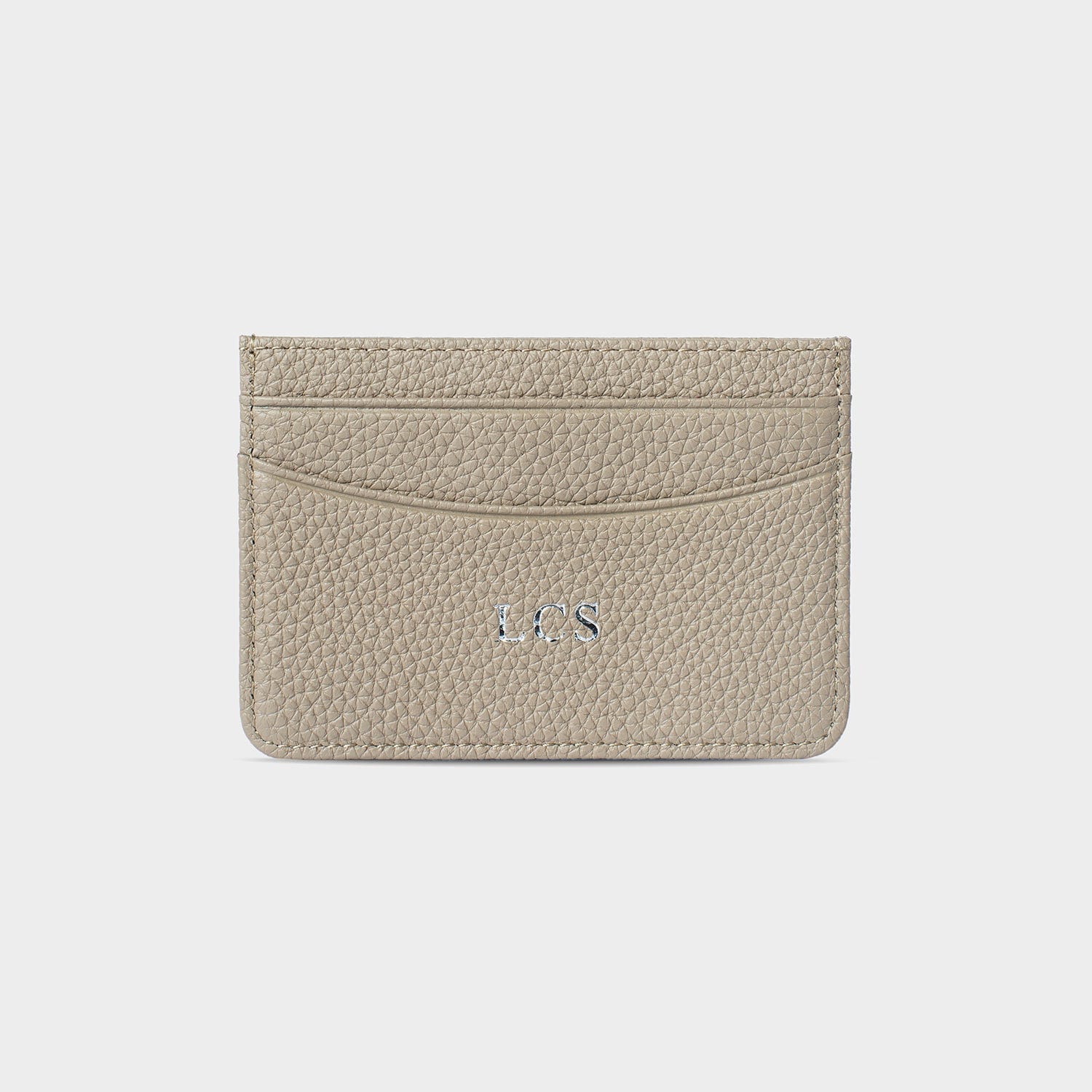 Taupe Leather Personalized Card Holder