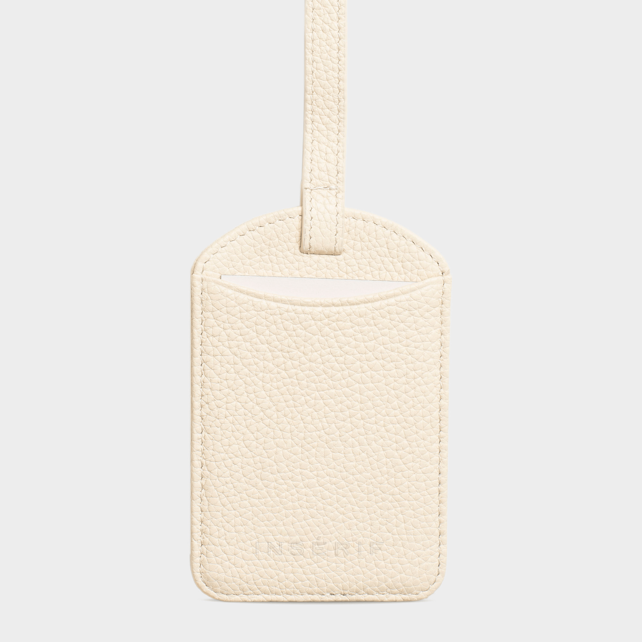 White Pebble Leather Personalized Luggage Tag