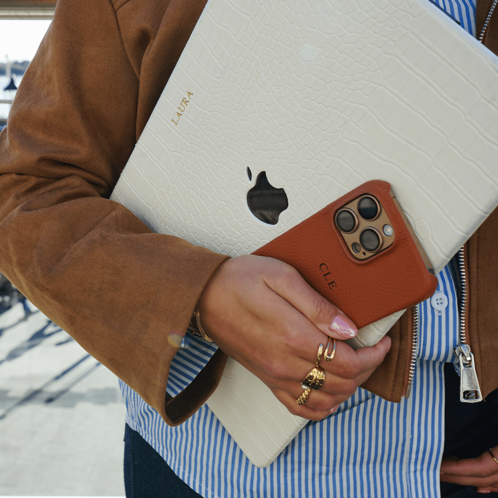 White Lizard MacBook Personalized Case