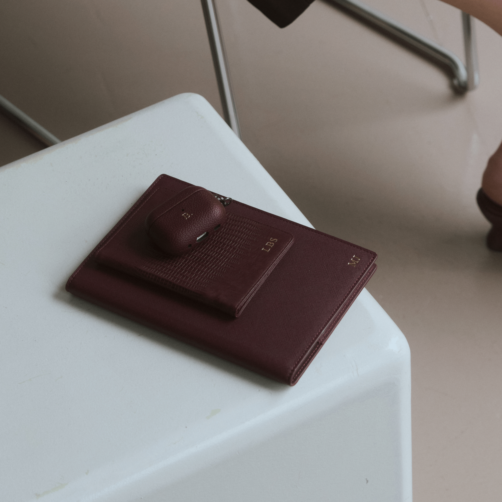 Burgundy AirPods Personalized Case